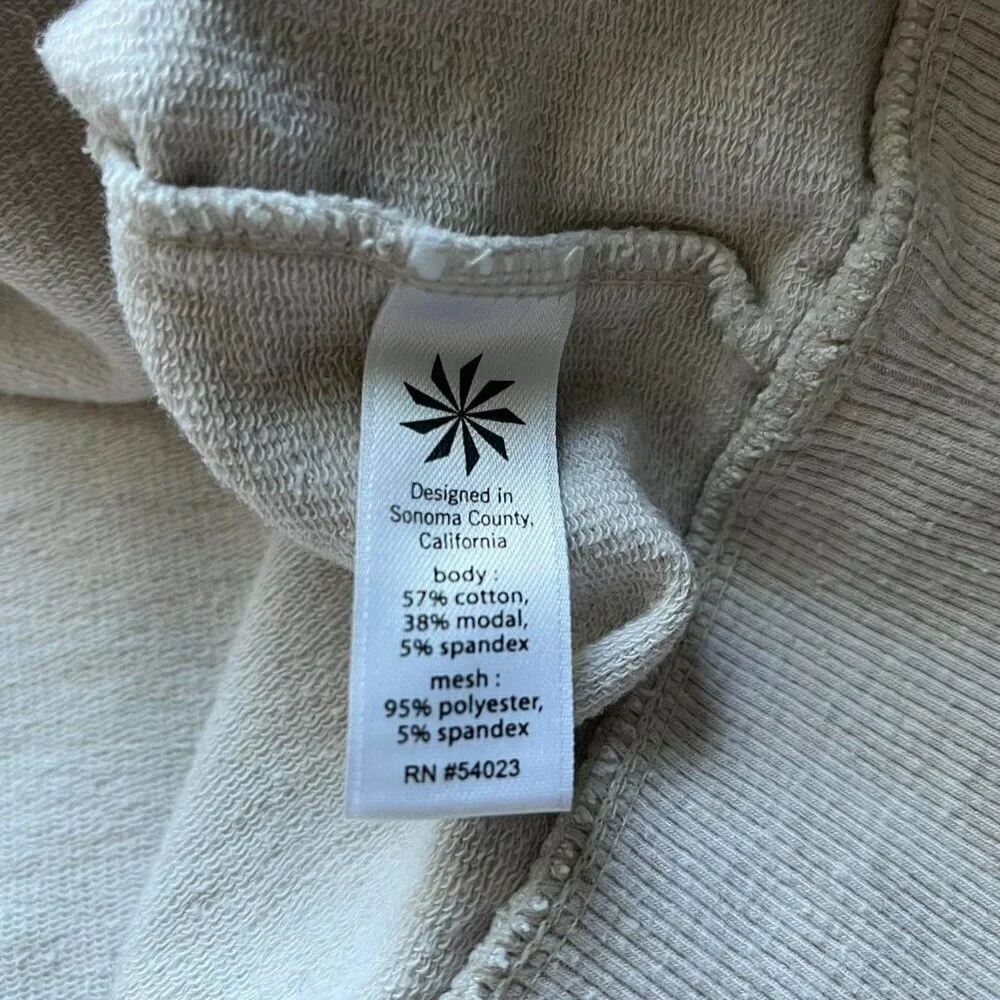 Athleta Citytime Mesh Shoulder Pullover Sweatshirt Size Small Beige Activewear - Picture 5 of 6